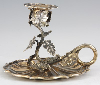 Lot 282 - A WILLIAM IV SILVER GILT CHAMBER STICK the...