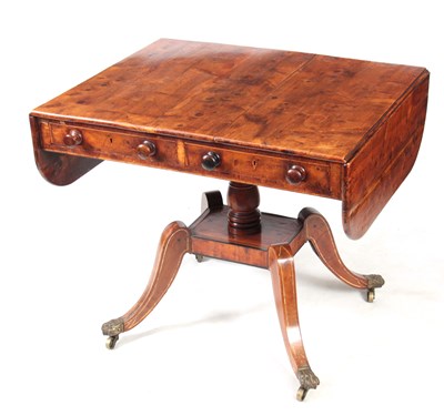 Lot 1231 - AN UNUSUAL REGENCY YEW-WOOD AND BONE INLAID...