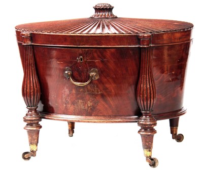 Lot 1237 - A FINE GEORGE III HEPPLEWHITE MAHOGANY OVAL...