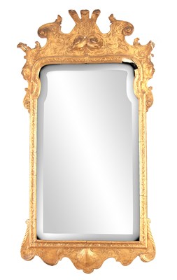 Lot 1238 - A GEORGE II GILT GESO HANGING MIRROR OF...