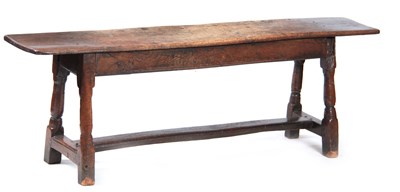 Lot 1241 - A RARE 17TH CENTURY JOINED OAK BENCH with...