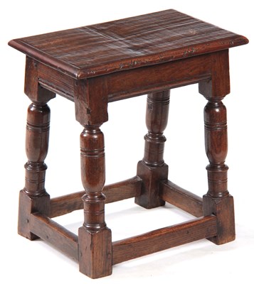 Lot 1242 - A LATE 17th CENTURY OAK JOINT STOOL with...
