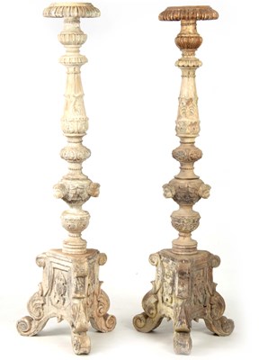 Lot 1243 - A LARGE PAIR OF CONTINENTAL CARVED PAINTED...