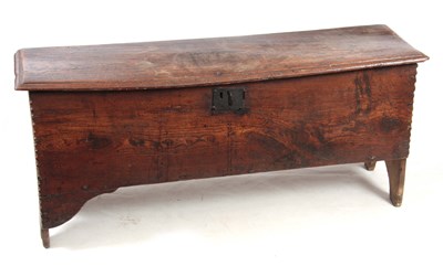 Lot 1244 - AN 18TH CENTURY ELM SIX PLANK SWORD BOX with...