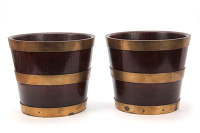 Lot 1252 - A PAIR OF GEORGE III BRASS BOUND MAHOGANY...