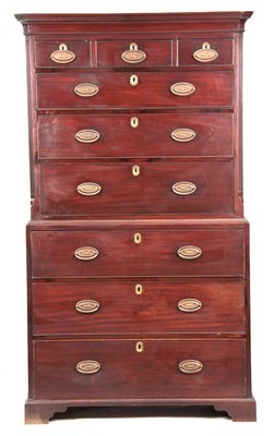 Lot 1253 - A GEORGE III MAHOGANY CHEST ON CHEST
