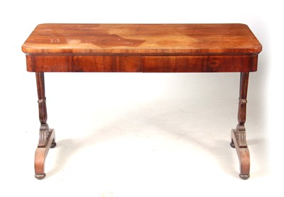 Lot 1254 - A WILLIAM IV FIGURED ROSEWOOD LIBRARY TABLE...