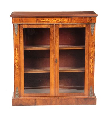 Lot 1259 - A 19TH CENTURY WALNUT SIDE CABINET with hinged...
