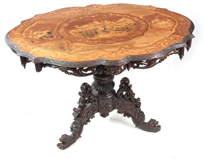 Lot 1260 - A LARGE 19TH CENTURY OLIVE WOOD SORRENTO...