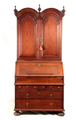 Lot 1267 - A WILLIAM AND MARY WALNUT BUREAU BOOKCASE the...