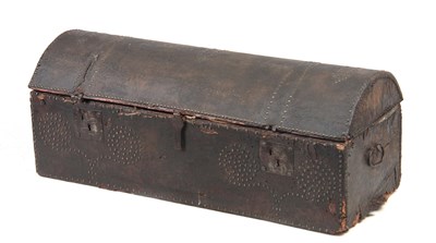 Lot 1274 - AN 18TH CENTURY DOME TOPPED LEATHER STUDDED...