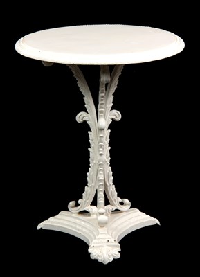 Lot 1277 - A REGENCY CAST IRON CIRCULAR TABLE with leaf...