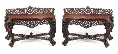 Lot 1282 - A PAIR OF 19TH CENTURY ANGLO-INDIAN CARVED...