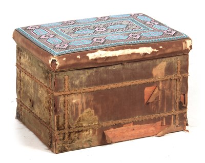 Lot 1289 - A 19TH CENTURY UPHOLSTERED OTTOMAN with...