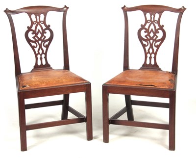 Lot 1292 - A PAIR OF GEORGE III MAHOGANY CHIPPENDALE...