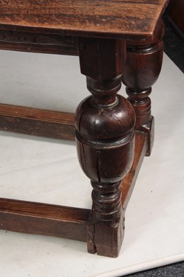 Lot 1295 - AN EARLY 18TH CENTURY OAK REFECTORY TABLE with...