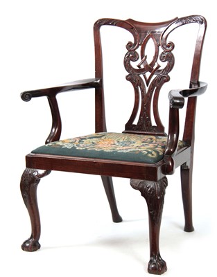 Lot 1300 - A GEORGE III CHIPPENDALE STYLE MAHOGANY OPEN...