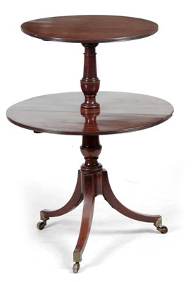 Lot 1301 - A GEORGE III MAHOGANY TWO TEIR FOLDING DUMB...