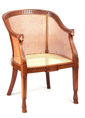 Lot 1303 - A LATE 19TH CENTURY ADAM STYLE BERGERE CHAIR...