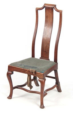 Lot 1310 - A GEORGE I WALNUT SINGLE CHAIR with angled...