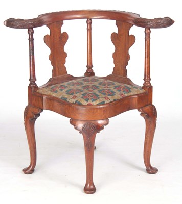 Lot 1313 - A 19TH CENTURY GEORGE I STYLE WALNUT CORNER...