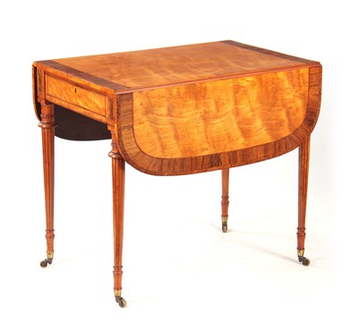 Lot 1322 - A GEORGE III SHERATON STYLE ROSEWOOD AND...