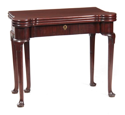 Lot 1324 - A GEORGE II MAHOGANY TRIPLE TOP FOLD OVER...