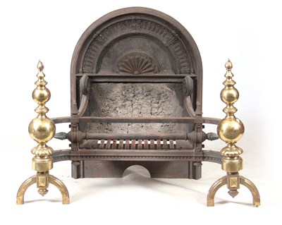 Lot 1335 - A 19TH CENTURY CAST IRON FIREGRATE with...