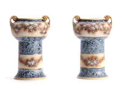 Lot 161 - AN UNUSUAL PAIR OF NORITAKE JAPANESE VASES...