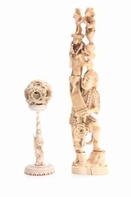 Lot 187 - A GOOD 19TH CENTURY JAPANESE CARVED IVORY...