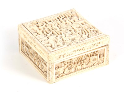 Lot 194 - A 19TH CENTURY CHINESE CANTON CARVED IVORY...