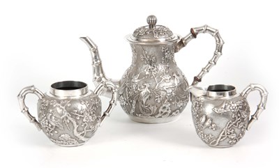 Lot 221 - A LATE 19TH CENTURY CHINESE SILVER THREE PIECE...
