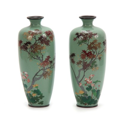 Lot 228 - A PAIR OF JAPANESE MEIJI PERIOD CLOISONNE...