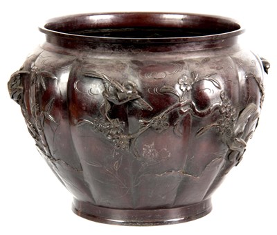 Lot 240 - A JAPANESE MEIJI PERIOD PATINATED BRONZE...