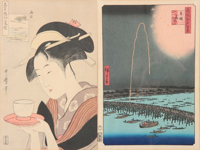 Lot 256 - Two late 19th Century JAPANESE WOODCUT...