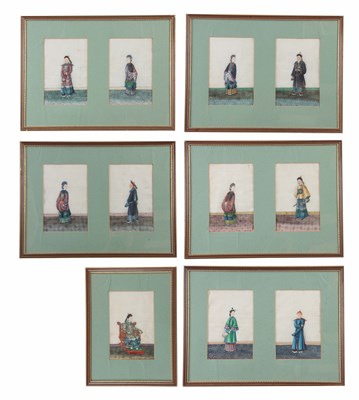 Lot 258 - A FRAMED GROUP OF SEVEN 19TH CENTURY CHINESE...