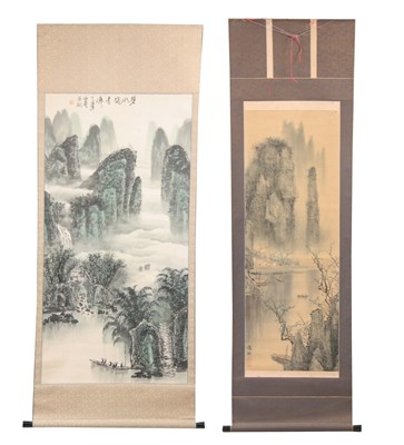 Lot 259 - TWO MEIJI PERIOD JAPANESE WATERCOLOUR HANGING...
