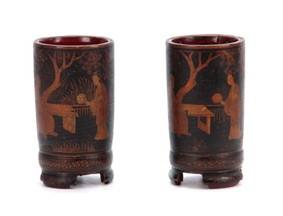 Lot 265 - A PAIR OF 18TH CENTURY CHINESE LACQUER WORK...