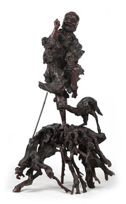 Lot 273 - A 19TH CENTURY CHINESE LARGE CARVED ROOT WOOD...