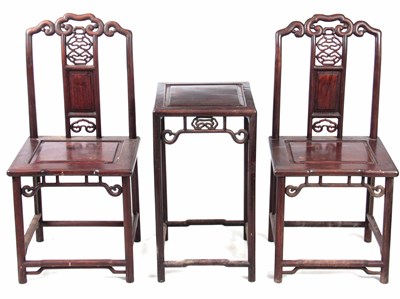 Lot 293 - A SUITE OF 19TH CENTURY CHINESE HEAVY HARDWOOD...