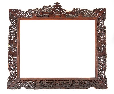 Lot 295 - A 19TH CENTURY CHINESE CARVED HARDWOOD FRAME...