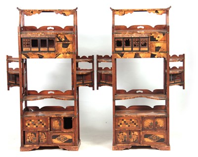 Lot 300 - A PAIR OF JAPANESE MEIJI PERIOD SIDE WAHATNOTS...
