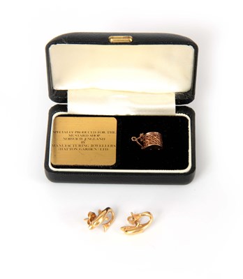 Lot 308 - TWO PIECES OF GOLD JEWELLERY a 9ct gold charm...