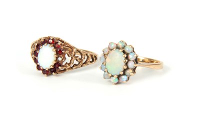 Lot 335 - TWO LADIES 9CT GOLD AND OPAL RINGS both set...