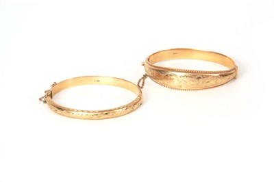 Lot 336 - TWO 9CT GOLD BRACELETS with fine foliate...