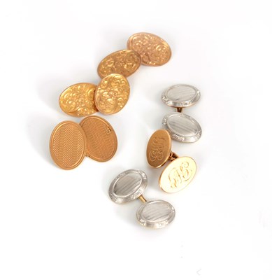 Lot 354 - A COLLECTION OF THREE PAIRS OF CUFFLINKS, a...