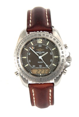 Lot 357 - A BREITLING PLUTON STAINLESS STEEL WRIST WATCH...