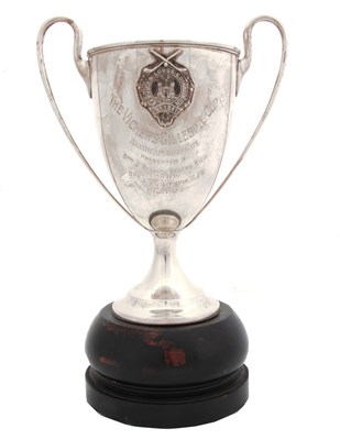 Lot 373 - A GEORGE V SILVER TWO HANDLED MASONIC...