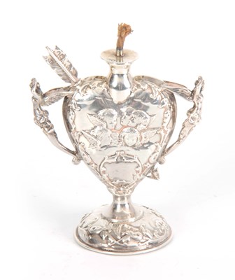 Lot 396 - A LATE 19th CENTURY SILVER HEART SHAPED OIL...
