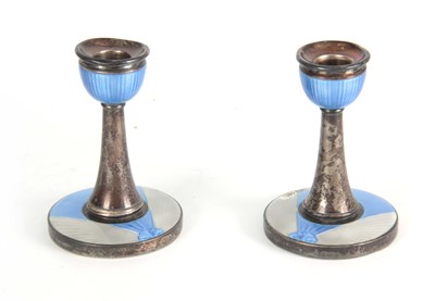 Lot 400 - A PAIR OF 1930'S ART DECO SILVER AND ENAMEL...